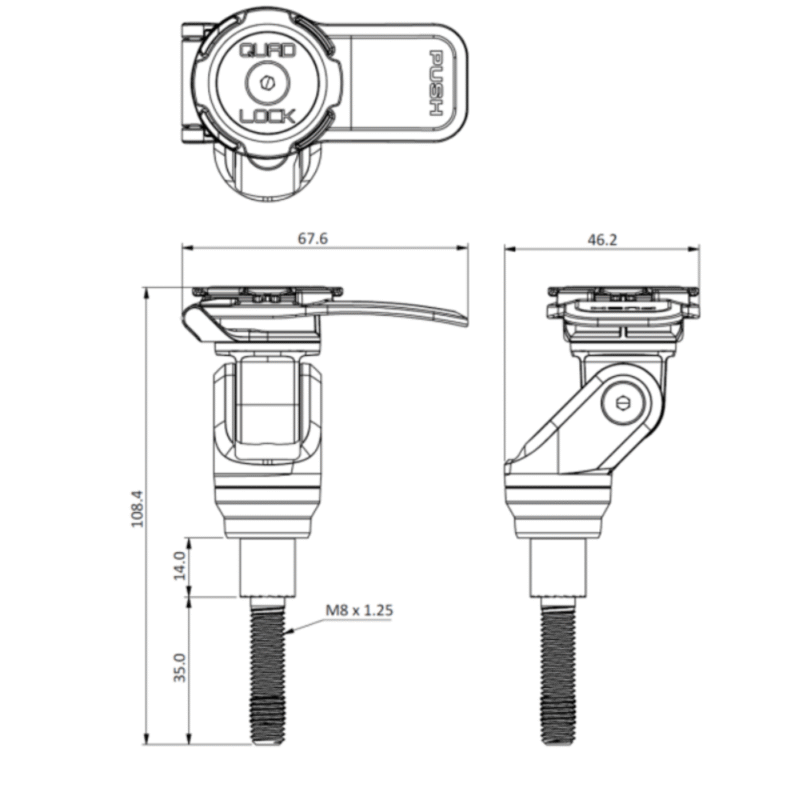 Alternative view of QUAD LOCK SUPORTE PARA MESA DO GUIADOR
